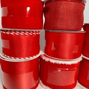 Bundle of Red Wired Holiday Ribbon